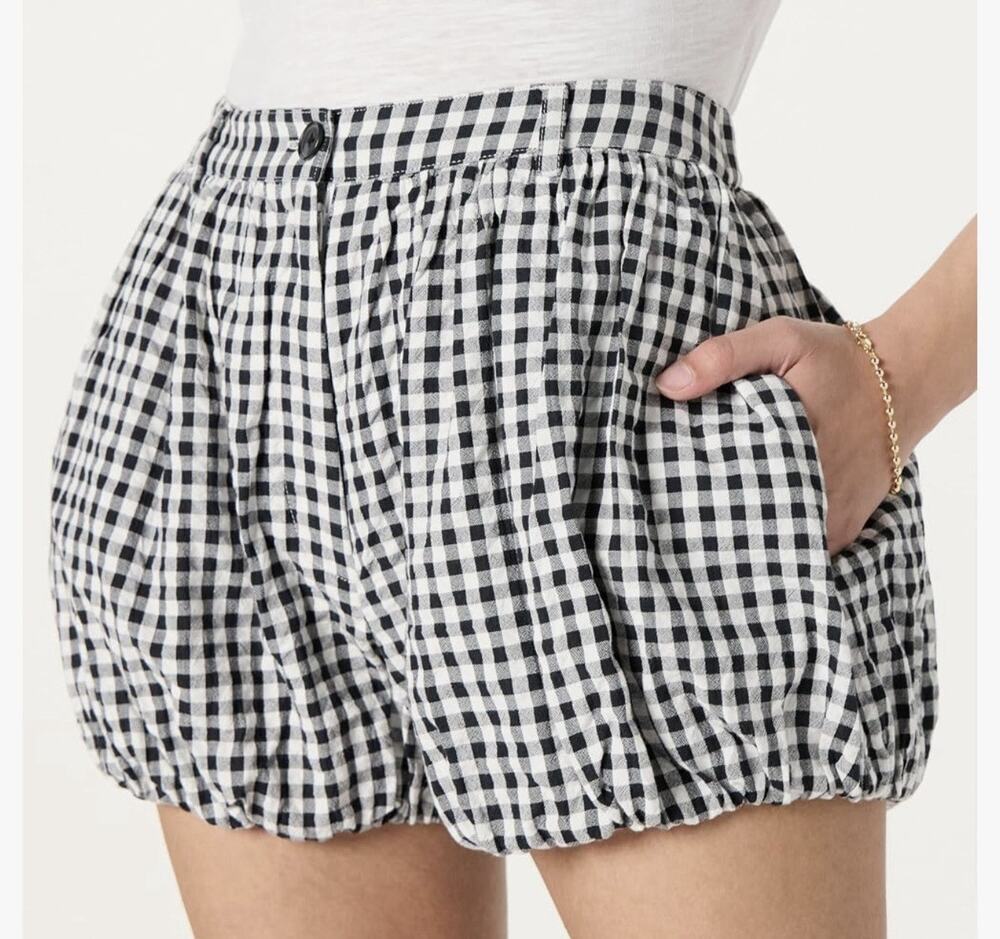 The Drop Women’s Lola Bloomer Shorts XL, Black & White Gingham
